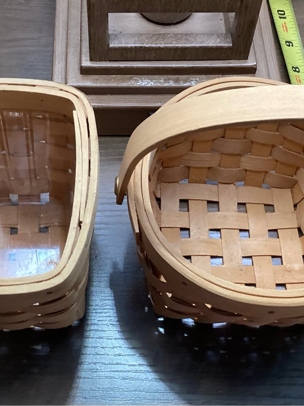 Handwoven Mini Natural Wood Baskets - Neutral Tan